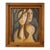 Brutalist Figurative Oil Painting Signed Simon 1970 Postmodern Figures Art For Sale