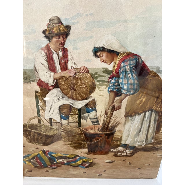 Charming watercolor offered for sale. The “F.” in F. Ballesio isn’t widely documented, but it seems as though it was...