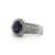 Dark blue sapphire halo ring featuring 8 x 6.3mm ~1.70 Carat (approximated by formula) oval-cut sapphire in 14K white gold...