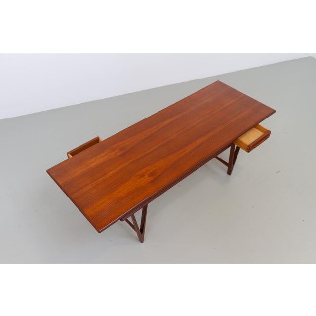 Mid-Century Modern Danish Modern Teak Coffee Table with Drawers and V-Legs by E. W. Bach, 1960s For Sale - Image 3 of 18