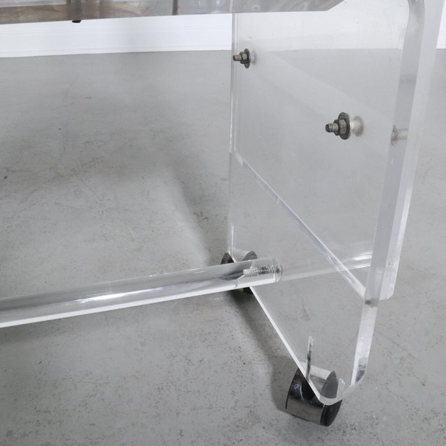 Sculptural Lucite Side or Vanity Armchair on Wheels For Sale - Image 9 of 10