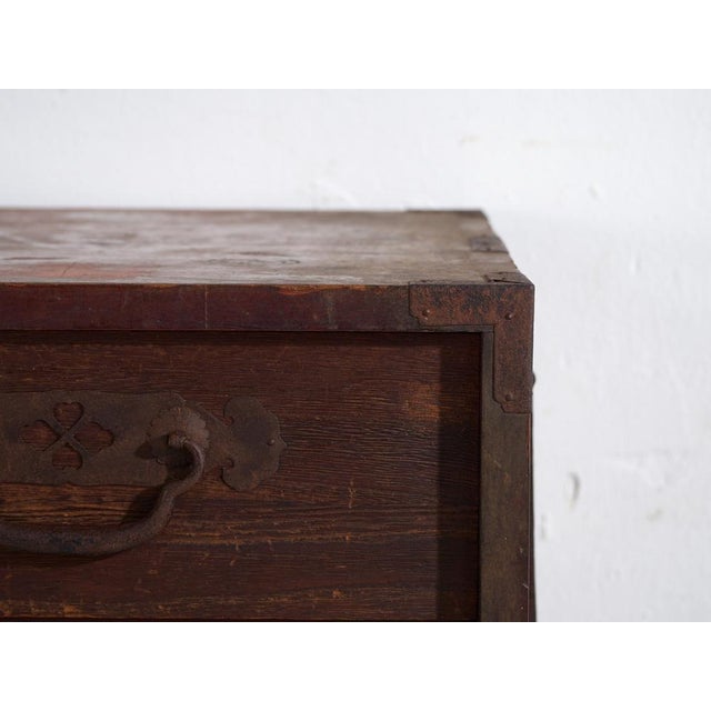 Antique japanese merchant chest (chōba-dansu) in keyaki wood dating from the late meiji to early taishō period, circa...