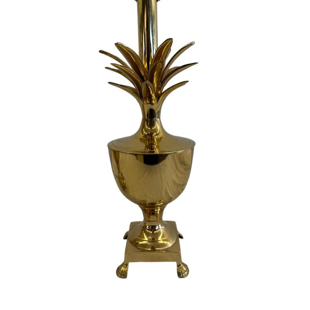 Metal Pair of Late 20th Century Palm Beach Regency Golden Brass Pineapple Lamps For Sale - Image 7 of 12