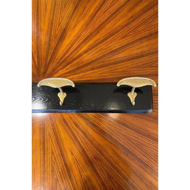 Wood Ebonized Wooden Coat Rack with Brass Knobs, 1950s For Sale - Image 7 of 14