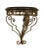 Iron and Antique Brown Leather Wall Bracket with Brass Accents