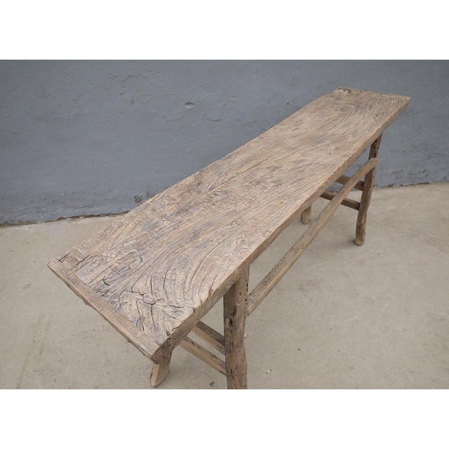 Farmhouse Vintage Rustic Elm Console Table For Sale - Image 3 of 4