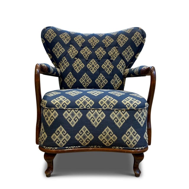 Beech Open-Framed Armchair with Kilim Upholstery from Fritz Hansen, 1950s For Sale - Image 10 of 10