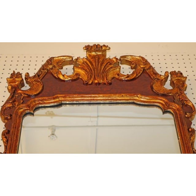 1980s 1980s Labarge Georgian Rococo Style Burl Wood Wall Mirror For Sale - Image 5 of 10