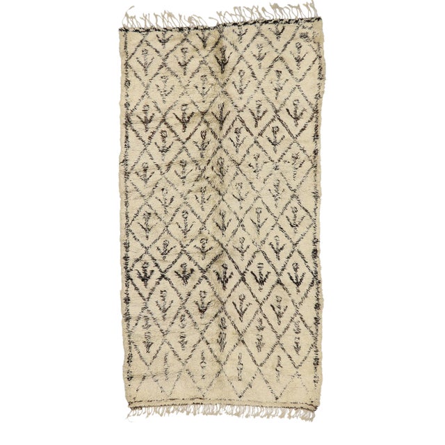 Vintage Berber Beni Ourain Moroccan Rug - 07'01 X 14'00 For Sale