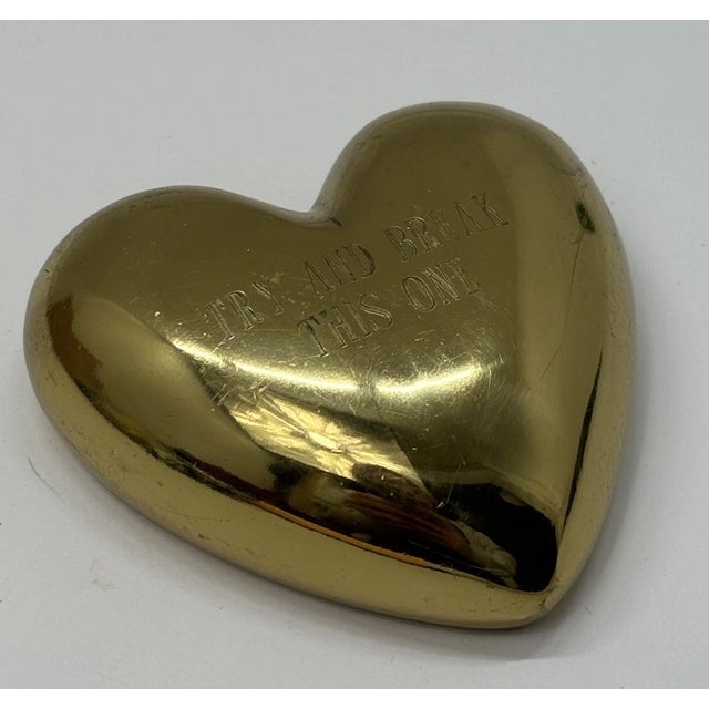 "Try and Break This One", Mid-Century Alexander Sheilds Brass Heart Paperweight For Sale - Image 16 of 16