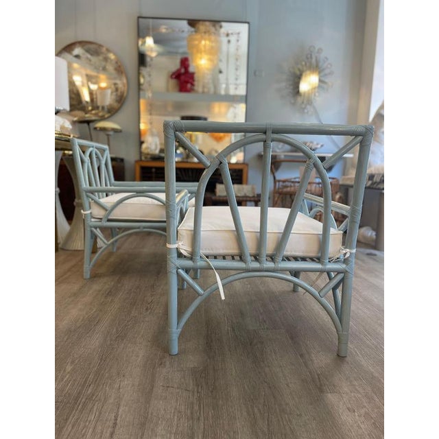 Blue-Gray Bamboo Armchairs from Vivai del Sud, 1980, Set of 2 For Sale - Image 17 of 18
