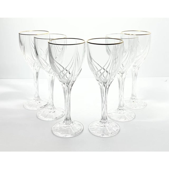 Contemporary Lenox “Debut (Gold)” Crystal Wine Glasses - Set of 6 For Sale - Image 3 of 7