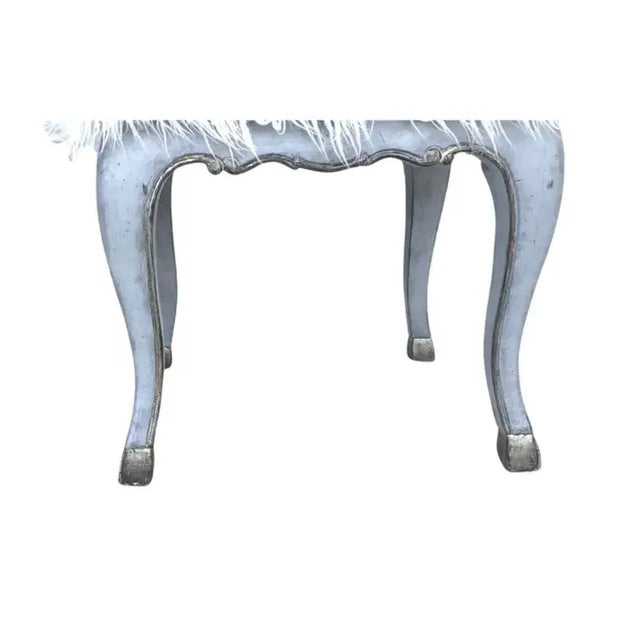 Wood Pair of Italian Rococo Square Stools With Faux Sheepskin For Sale - Image 7 of 8