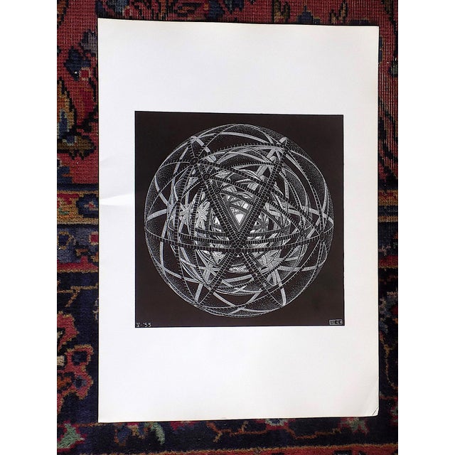 This vintage 20th century lithograph (offset) depicts one of M. C. Escher's (Netherlands 1898-1972) fascinating and iconic...