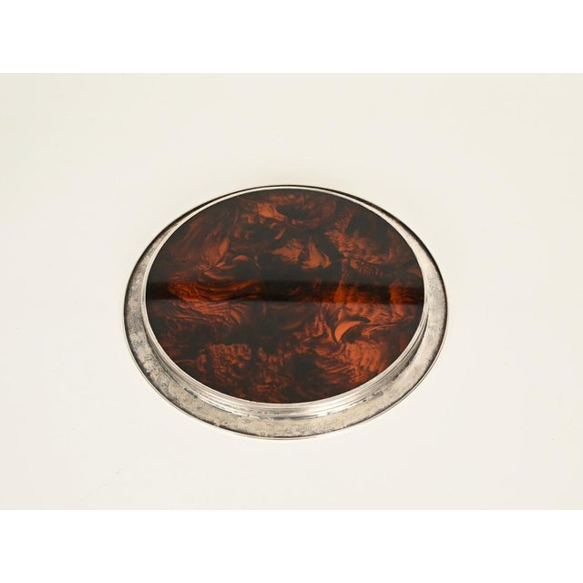 Silver Plated and Tortoiseshell Acrylic Serving Serving Tray from Christian Dior, 1970 For Sale - Image 12 of 15