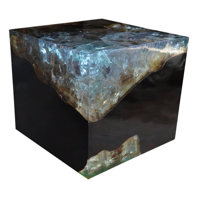 Andrianna Shamaris Cracked Resin Side Table For Sale