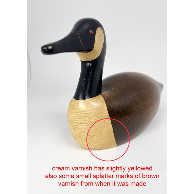 Vintage Hand Carved 7.5" Wood Canada Goose Decoy by Jim Harkness For Sale - Image 12 of 14