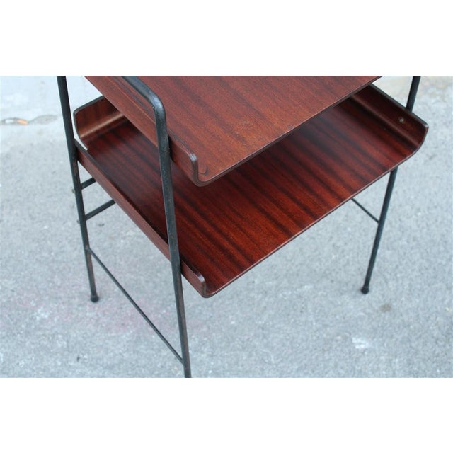 Black Curved Metal and Mahogany Shelf from Carlo Ratti, 1950s For Sale - Image 8 of 13