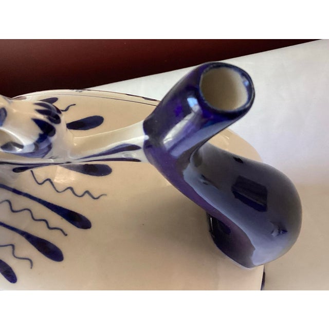 Blue Vintage Gzhel Porcelain Donut Teapot – Blue & White – 14½” Tall For Sale - Image 8 of 11