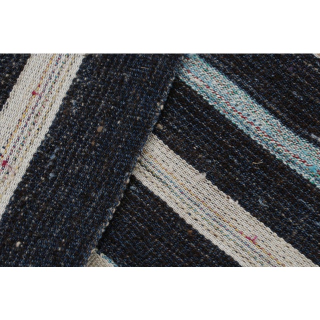 Beige Vintage Geometric Beige Brown and Blue Wool Kilim Rug For Sale - Image 8 of 8
