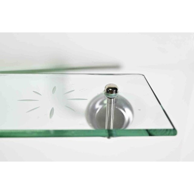 Vintage Glass Shelf in Chromed Metal and Cut Glass, Italy, 1970s For Sale - Image 4 of 5