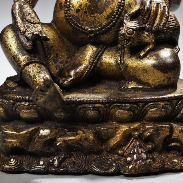 1940s Gilt Bronze Jambhala (Yellow Wealth God) Statue - 7.1" Tall For Sale In Los Angeles - Image 6 of 6