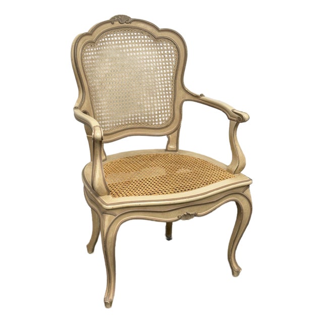 Louis XV Style Cane Armchair, Antique For Sale