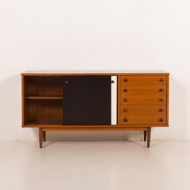 Black Vintage Teak Sideboard in the style of Charlotte Perriand, 1970s For Sale - Image 8 of 18