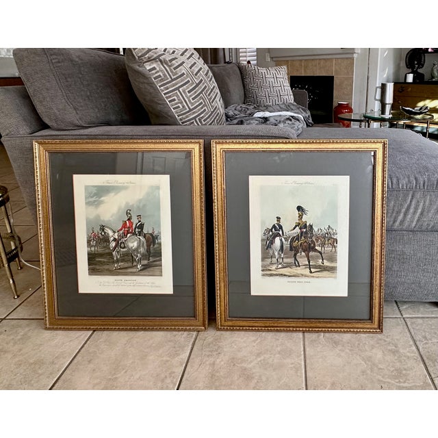 Pair Antique Military Hand-Colored Engravings, Framed For Sale - Image 4 of 18