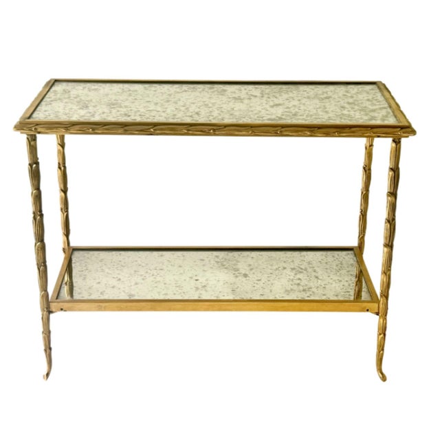 Pair of Mid-Century Maison Bagues Palmier Bronze Dore Side Tables, Circa 1940 For Sale - Image 4 of 5