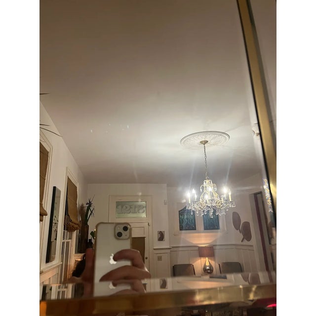 Metal Motivated Seller: 1970s Hollywood Regency Brass Arc Mirror With Beveled Panels For Sale - Image 7 of 8