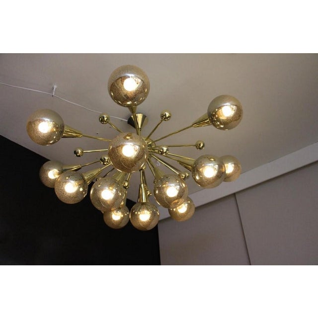 Sputnik Golden and Silver Coloured Murano Glass Globe Chandelier, 2000s For Sale - Image 12 of 16