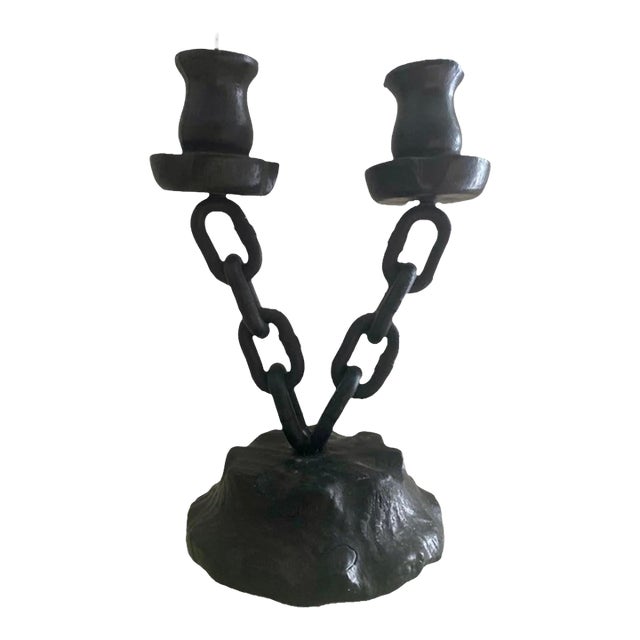 1950s Mid-Century Brutalist Chain Candelabra Candle Holder For Sale
