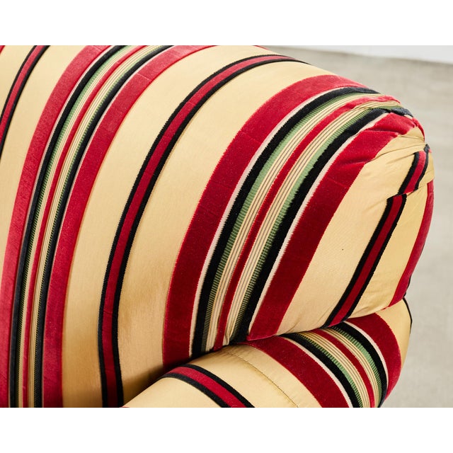 Ruby Red Ralph Lauren Home "Bel Air" Striped Velvet Sofa 8 Ft Usa 2008 For Sale - Image 8 of 18