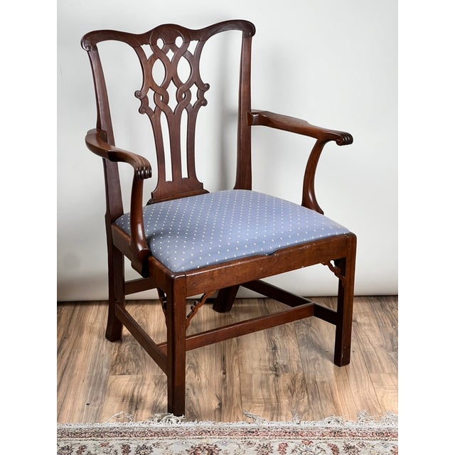 Late 18th Century Antique Chippendale Walnut Open Arm Chair C. Late 18th Century For Sale - Image 5 of 12