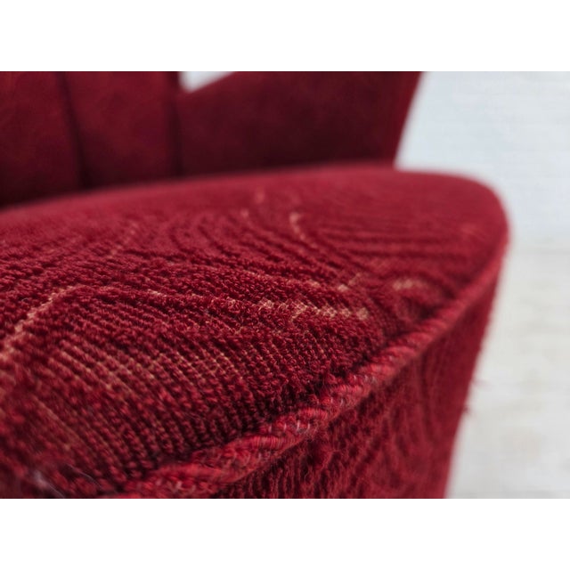 Danish Armchair in Red Furniture Fabric, 1960s For Sale - Image 6 of 18
