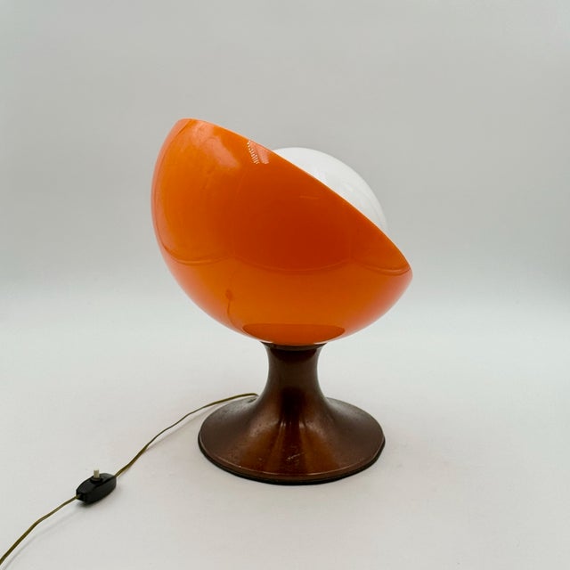 Brown Italian Space Age Table Light in Orange Abs and Opaline Glass, 1970s For Sale - Image 8 of 15