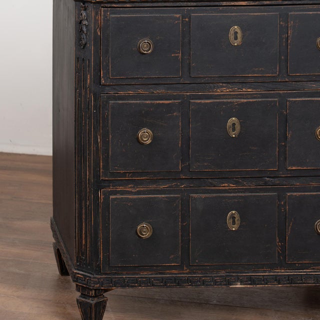 Pair of 19th Century Swedish Gustavian Black Painted Chests of Drawers For Sale - Image 12 of 16