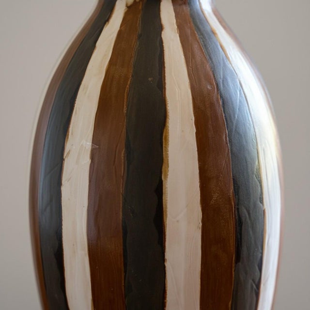 Mid 20th Century Mid Century Modern Ceramic Floor Vase-Studio Art Pottery-Brown Striped-Large-MCM For Sale - Image 5 of 11