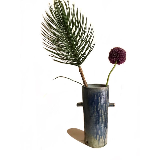 Signed Mid Century vintage 1970s ceramic art studio pottery vase this hand turned tall oval shaped vase is made of clay...