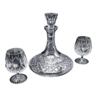 Vintage Ships Decanter & Glass Duo, English, Crystal Glass, Brandy, Rum, Whiskey For Sale
