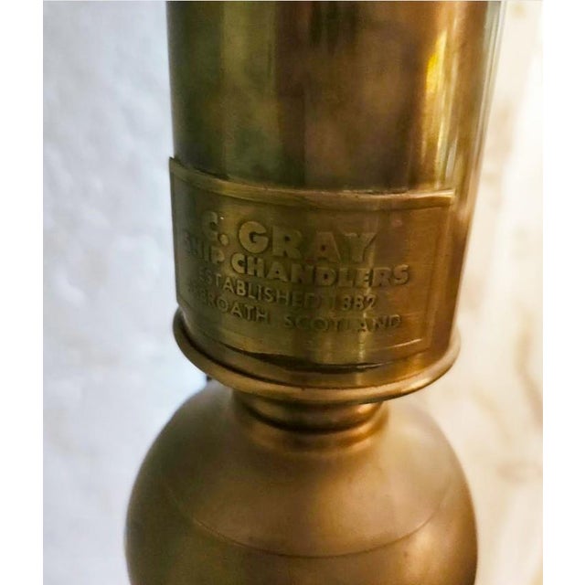 C Gray Chandlers 1882 Scotland Green Cased Glass Brass Gimble Wall Mount Lamp For Sale - Image 12 of 18