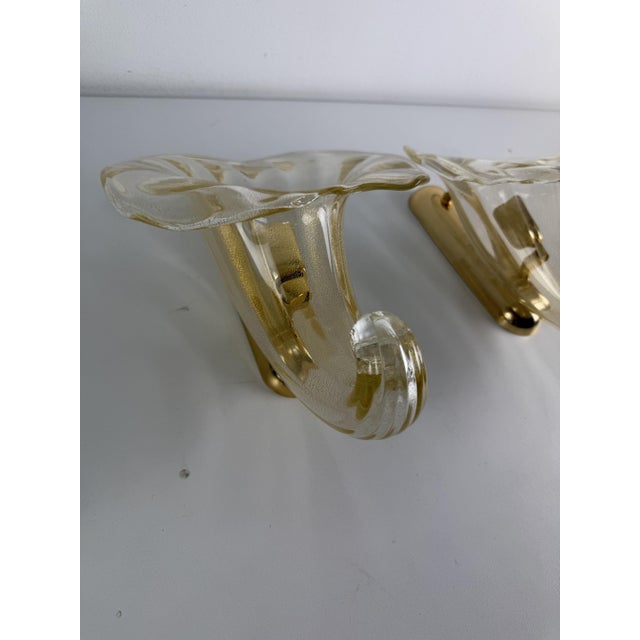 Murano Glass Cornucopia Wall Lamps, 1960s, Set of 2 For Sale - Image 12 of 16