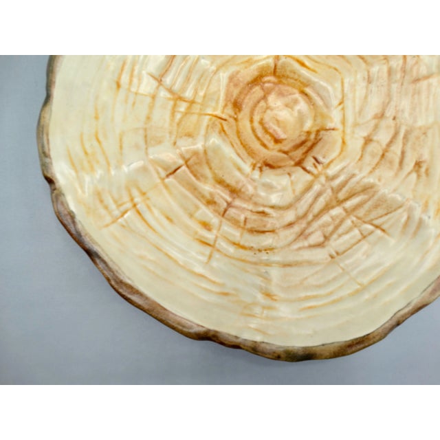 French Trompe l'Oeil Faux Bois Glazed Organic Oyster Plate For Sale - Image 6 of 12