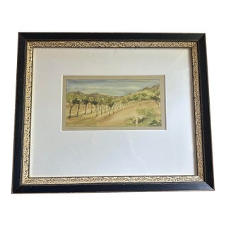 Vintage Watercolor Landscape – “Catching the Morning Rain” Artist Unknown For Sale
