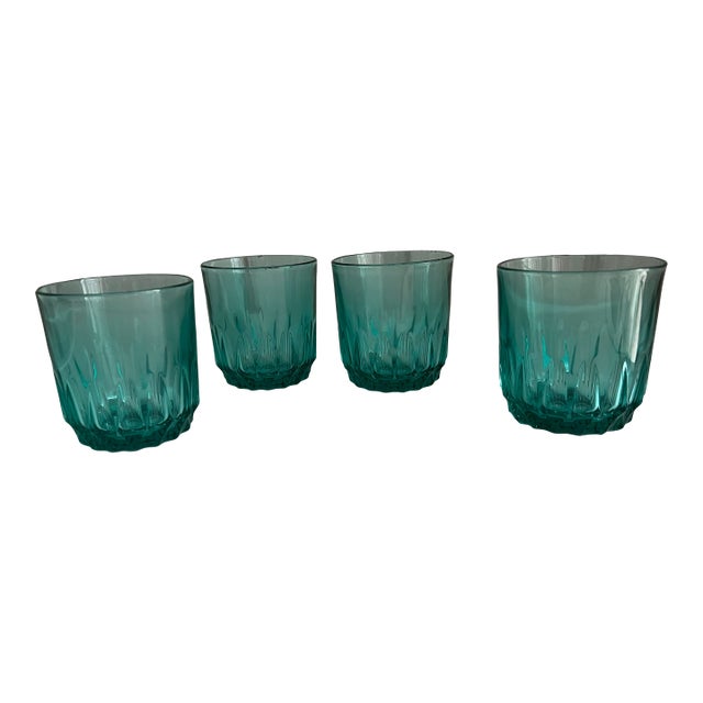 Vintage Teal Luminarc Glasses France- Set of 4 For Sale
