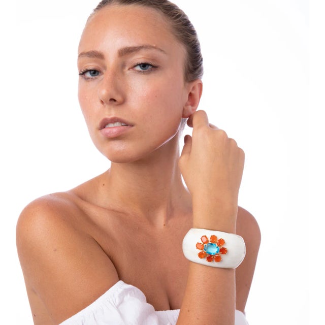 This cuff, crafted from horn and offered with a range of semi-precious stone options, has become one of our best-selling...