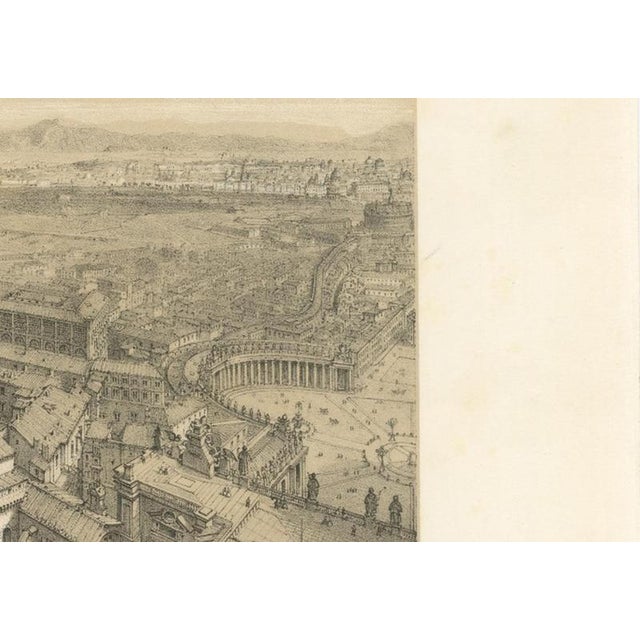 Cream After Bayot, Rome Vatican Palace and Gardens from St Peter's Dome, 1869, Lithograph For Sale - Image 8 of 12
