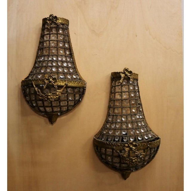 Vintage Bronze and Glass Wall Lights, 1950s, Set of 2 For Sale - Image 9 of 10