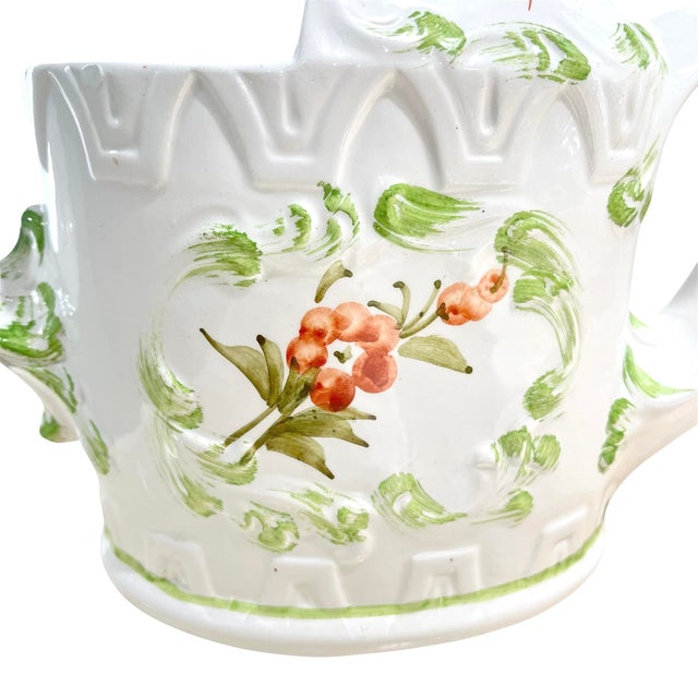 Vintage Ceramic Hand-Painted Watering Can For Sale - Image 9 of 10